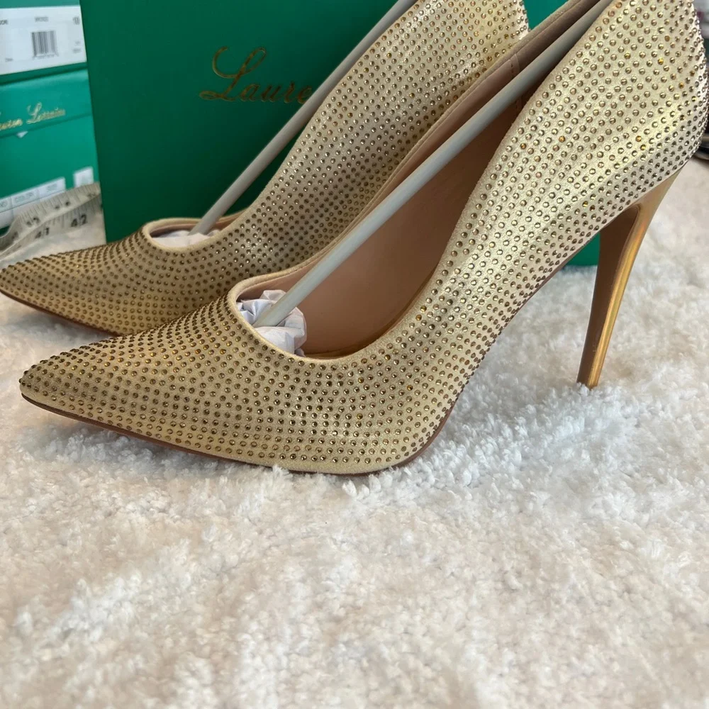 Lauren Lorraine Gold Rhinestone Heels - Picture 9 of 9